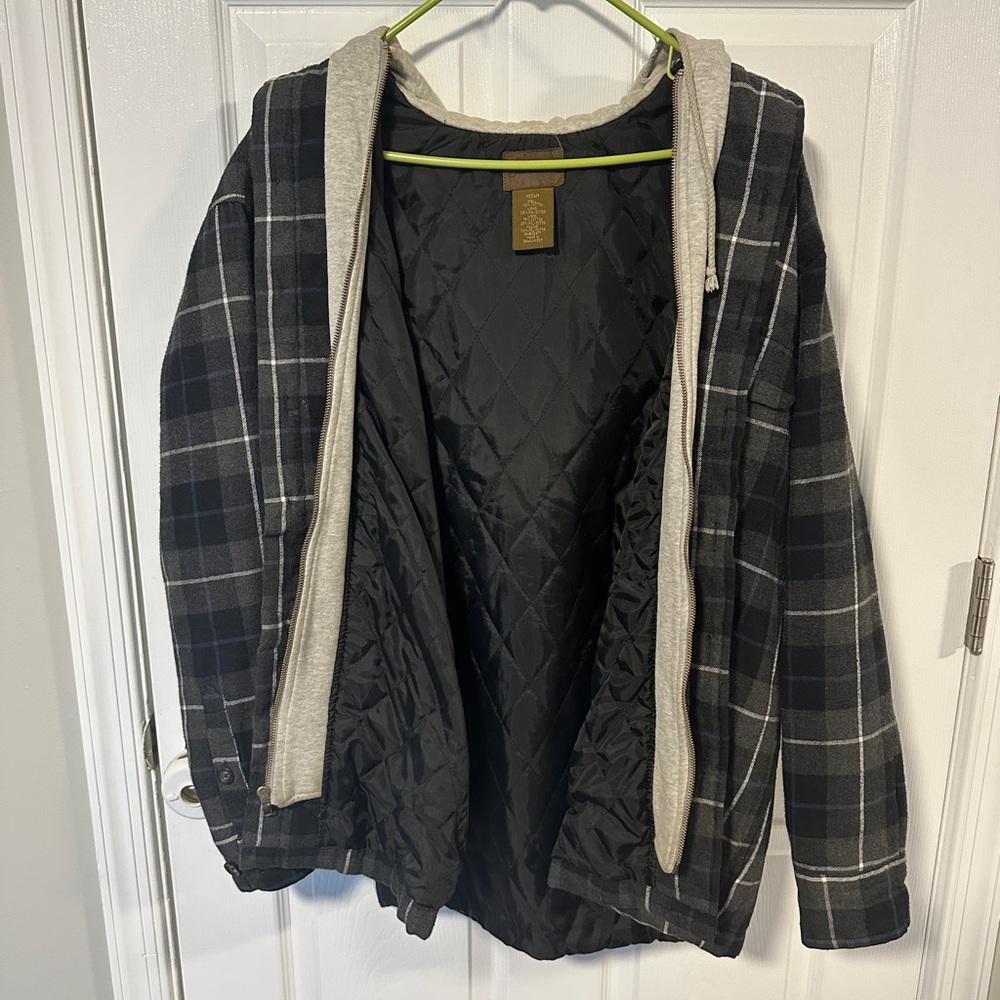 St. John's Bay Black and Gray Plaid Men's Jacket